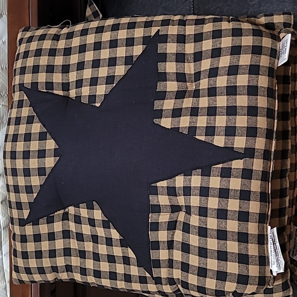 VHC Brand Farmhouse Star Checkered Plaid Chair Cushion x 6